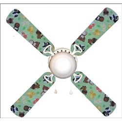 Picture of 888 Cool Fans F42-0001040 42 in. Forest Friends 4-Blades Ceiling Fan with Schoolhouse Lamp