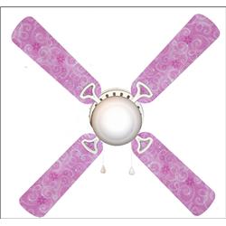 Picture of 888 Cool Fans F42-0001087 42 in. Pink Sparkle Princess 4-Blades Ceiling Fan with Schoolhouse Lamp