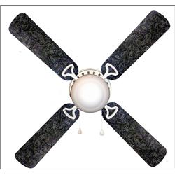Picture of 888 Cool Fans F42-0001126 42 in. Western Chic Black Leather 4-Blades Ceiling Fan with Schoolhouse Lamp