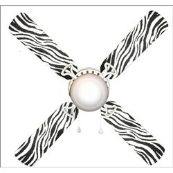 Picture of 888 Cool Fans F42-0001131 42 in. Black & White Zebra 4-Blades Ceiling Fan with Schoolhouse Lamp