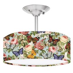 Picture of 888 Cool Fans DR-0001091 Butterfly Garden 2-Light Brushed Nickel Drum Style LED Lamp Fixture