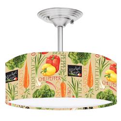 Picture of 888 Cool Fans DR-0001092 Farm Fresh Veggies Vegetable Garden 2-Light Brushed Nickel Drum LED Lamp Fixture