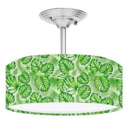 Picture of 888 Cool Fans DR-0001093 Monstera Tropical Leaves 2-Light Brushed Nickel Drum Style LED Lamp Fixture