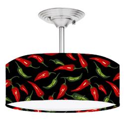 Picture of 888 Cool Fans DR-0001104 Chili Chile Pepper 2 Light Brushed Nickel Drum Style LED Lamp Fixture