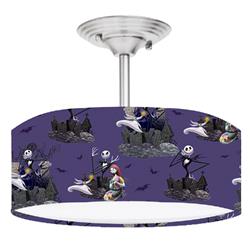 Picture of 888 Cool Fans DR-0001107 Nightmare Before Christmas 2 Light Brushed Nickel Drum Style LED Lamp Fixture