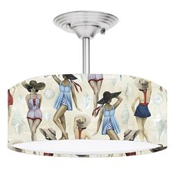 Picture of 888 Cool Fans DR-0001111 Vintage Bathing Suit Beach 2 Light Brushed Nickel Drum Style LED Lamp Fixture