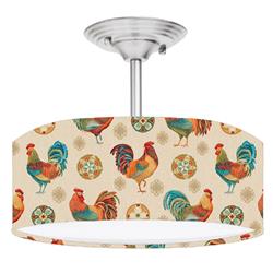 Picture of 888 Cool Fans DR-0001113 French Country Farmhouse Chicken Medallion Brushed Nickel Drum LED Lamp Fixture