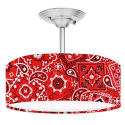 Picture of 888 Cool Fans DR-0001116 Western Red Bandana 2 Light Brushed Nickel Drum Style LED Lamp Fixture