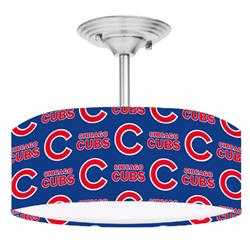 Picture of 888 Cool Fans DR-0001127 Cubs MLB Baseball 2 Light Brushed Nickel Drum Style LED Lamp Fixture