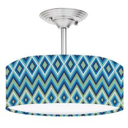 Picture of 888 Cool Fans DR-0001131 Blue & Green Chevron 2 Light Brushed Nickel Drum Style LED Lamp Fixture