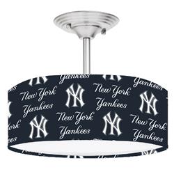 Picture of 888 Cool Fans DR-0001150 Yankees MLB Baseball 2-Light Brushed Nickel Drum Style Lamp Fixture