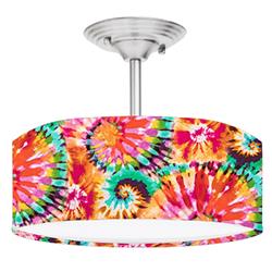 Picture of 888 Cool Fans DR-0001155 Tie Dye 2-Light Brushed Nickel Drum Style LED Lamp Fixture
