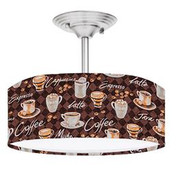 Picture of 888 Cool Fans DR-0001157 Coffee Java Espresso Cafe 2-Light Brushed Nickel Drum Style LED Lamp Fixture