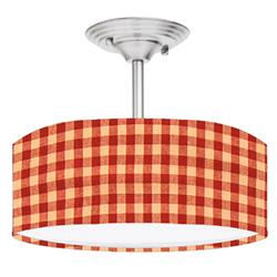 Picture of 888 Cool Fans DR-0001159 Red Antique Buffalo Check 2-Light Brushed Nickel Drum Style LED Lamp Fixture