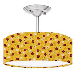 Picture of 888 Cool Fans DR-0001160 Ladybugs on Yellow 2-Light Brushed Nickel Drum Style LED Lamp Fixture