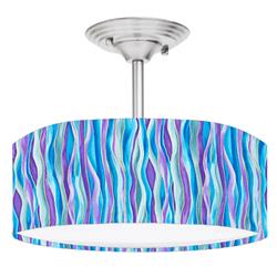 Picture of 888 Cool Fans DR-0001165 Ocean Waves 2-Light Brushed Nickel Drum Style LED Lamp Fixture