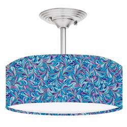Picture of 888 Cool Fans DR-0001166 Ocean Swirls 2-Light Brushed Nickel Drum Style LED Lamp Fixture