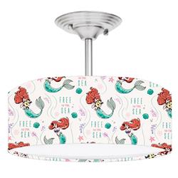 Picture of 888 Cool Fans DR-0001174 Ariel Little Mermaid 2-Light Brushed Nickel Drum Style LED Lamp Fixture
