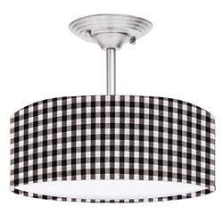 Picture of 888 Cool Fans DR-0001176 Buffalo Check Farmhouse 2-Light Brushed Nickel Drum Style LED Lamp Fixture