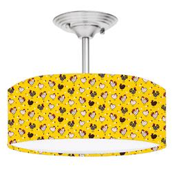 Picture of 888 Cool Fans DR-0001181 Tiny Chickens Farmhouse 2-Light Brushed Nickel Drum Style LED Lamp Fixture