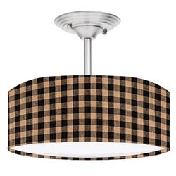Picture of 888 Cool Fans DR-0001198 Vintage Farmhouse Buffalo Check 2-Light Brushed Nickel Drum LED Lamp Fixture