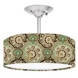 Picture of 888 Cool Fans DR-0001204 Brown & Green Paisley 2-Light Brushed Nickel Drum Style LED Lamp Fixture
