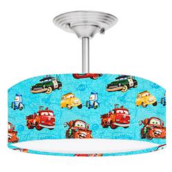 Picture of 888 Cool Fans DR-0001205 Cars Lightning & Mater 2-Light Brushed Nickel Drum Style LED Lamp Fixture