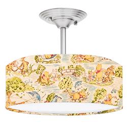 DR-0001208 Winnie the Pooh Blustery Day 2-Light Brushed Nickel Drum Style LED Lamp Fixture