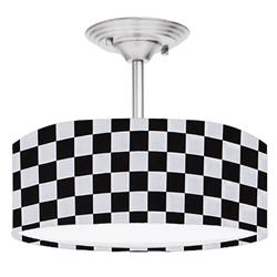 Checkered Flag Racing 2-Light Brushed Nickel Drum Style LED Lamp Fixture