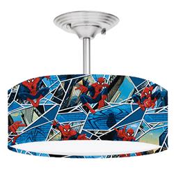 Spiderman 2-Light Brushed Nickel Drum Style LED Lamp Fixture
