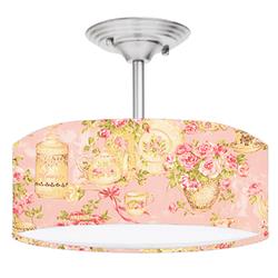 DR-0001234 Tea for Two 2 Light Brushed Nickel Drum Style LED Lamp Fixture