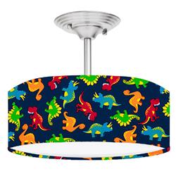 DR-0001235 Dinosaur Delight 2 Light Brushed Nickel Drum Style LED Lamp Fixture