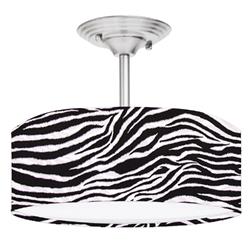 Picture of 888 Cool Fans DR-0001002 Zebra Black & White 2-Light Brushed Nickel Drum Style LED Lamp Fixture