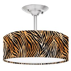 Picture of 888 Cool Fans DR-0001005 Tiger Stripe Animal Print 2-Light Brushed Nickel Drum Style LED Lamp Fixture