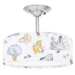 Picture of 888 Cool Fans DR-0001008 Winnie the Pooh Togetherish 2-Light Brushed Nickel Drum Style LED Lamp Fixture