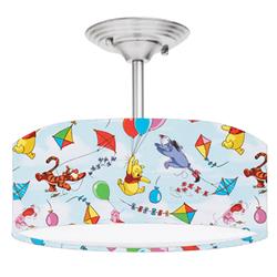 Picture of 888 Cool Fans DR-0001009 Winnie the Pooh Go Fly a Kite 2-Light Brushed Nickel Drum Style LED Lamp Fixture