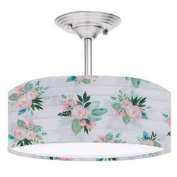 Picture of 888 Cool Fans DR-0001010 Shiplap Rose 2-Light Brushed Nickel Drum Style LED Lamp Fixture