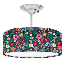 Picture of 888 Cool Fans DR-0001015 Butterfly Mushroom Garden 2-Light Brushed Nickel Drum Style LED Lamp Fixture