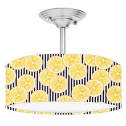 Picture of 888 Cool Fans DR-0001019 Lemon Black & White Stripe 2-Light Brushed Nickel Drum Style LED Lamp Fixture