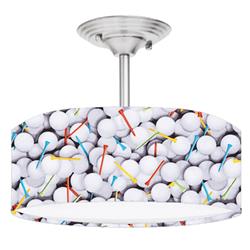 Picture of 888 Cool Fans DR-0001021 Tee Off Golf Mens 2-Light Brushed Nickel Drum Style LED Lamp Fixture