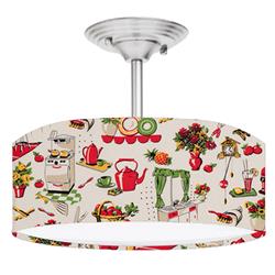 Picture of 888 Cool Fans DR-0001025 50s Kitchen 2-Light Brushed Nickel Drum Style LED Lamp Fixture
