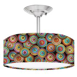 Picture of 888 Cool Fans DR-0001026 Packed Bodilla MCM Circles 2-Light Brushed Nickel Drum Style LED Lamp Fixture