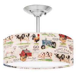 Picture of 888 Cool Fans DR-0001028 Dairy Farmhouse 2-Light Brushed Nickel Drum Style LED Lamp Fixture