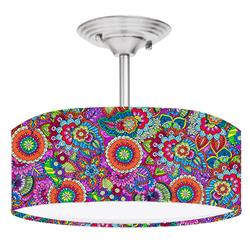 Picture of 888 Cool Fans DR-0001032 Butterfly Floral 2-Light Brushed Nickel Drum Style LED Lamp Fixture