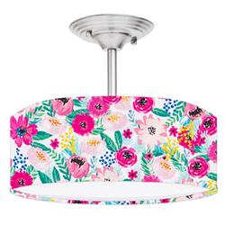Picture of 888 Cool Fans DR-0001038 Floral Berries Brushed 2-Light Brushed Nickel Drum Style LED Lamp Fixture
