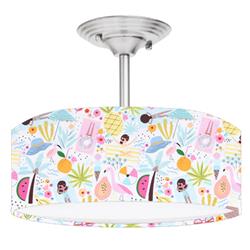 Picture of 888 Cool Fans DR-0001039 Beach Time Besties 2-Light Brushed Nickel Drum Style LED Lamp Fixture