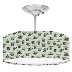 Picture of 888 Cool Fans DR-0001040 Mandolorian Baby Yoda 2-Light Brushed Nickel Drum Style LED Lamp Fixture
