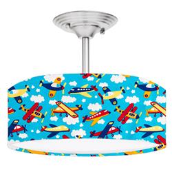 Picture of 888 Cool Fans DR-0001041 Airplane 2-Light Brushed Nickel Drum Style LED Lamp Fixture