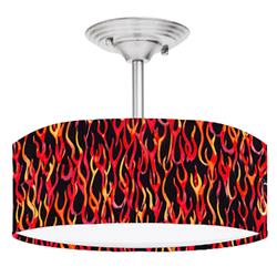 Picture of 888 Cool Fans DR-0001043 Hot Rod Biker Flames 2-Light Brushed Nickel Drum Style LED Lamp Fixture