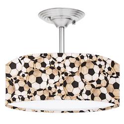 Picture of 888 Cool Fans DR-0001044 Soccer Balls 2-Light Brushed Nickel Drum Style LED Lamp Fixture